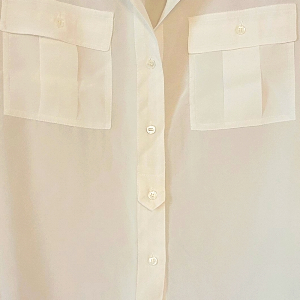 NWT 100% Silk J.Crew Women's Classic Ivory Blythe Blouse, Size 6 - Picture 10 of 11